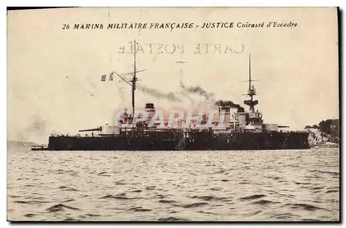Cartes postales Bateau Justice Cuirasse d'escadre