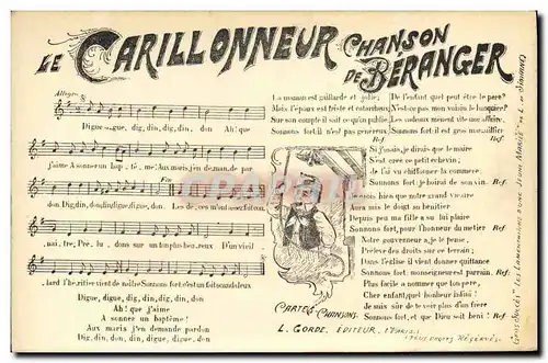 Cartes postales Le Carilloneur Chanson de Beranger