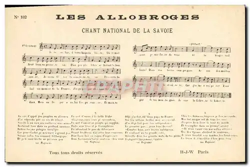 Cartes postales Les Allobroges Chant national de la Savoie