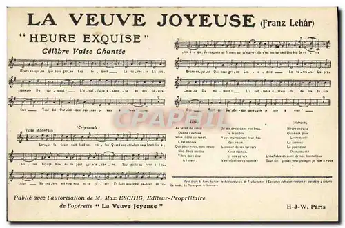 Cartes postales La Veuve Joyeuse Franz Lehar