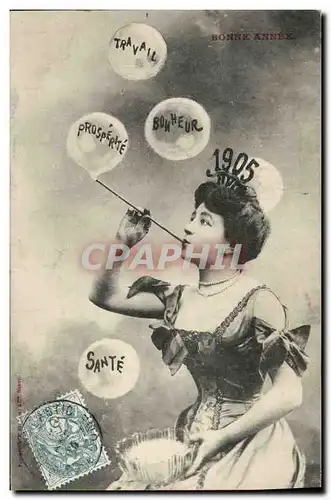 Cartes postales Fantaisie Femme Bonne annee 1905