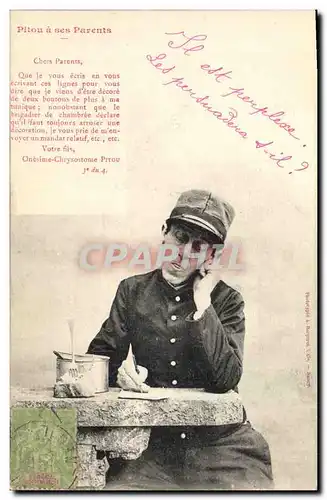 Cartes postales Fantaisie Pitou a ses parents Militaria