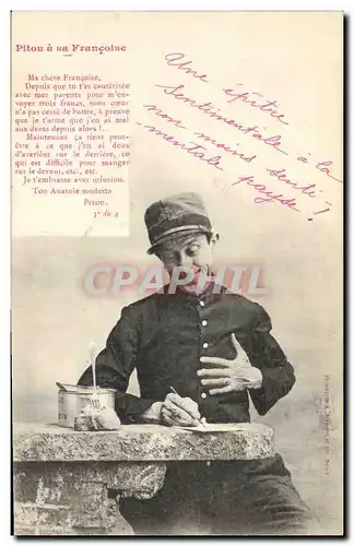 Cartes postales Fantaisie Pitou a sa Francoise Militaria