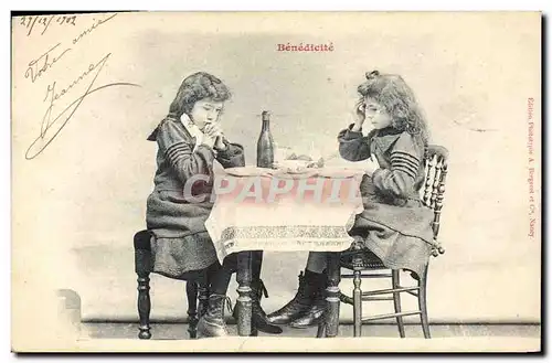 Cartes postales Fantaisie Enfants Benedicite