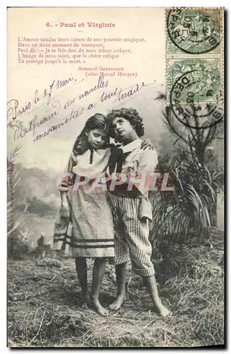 Cartes postales Fantaisie Enfants Paul et Virginie