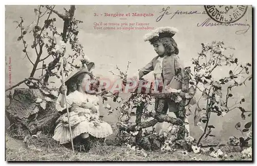 Cartes postales Fantaisie Enfants Bergere et marquis