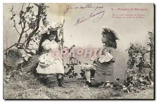 Cartes postales Fantaisie Enfants Bergere et marquis