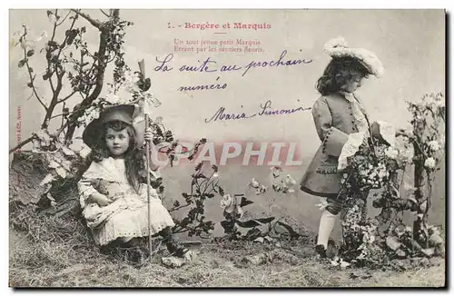 Cartes postales Fantaisie Enfants Bergere et marquis