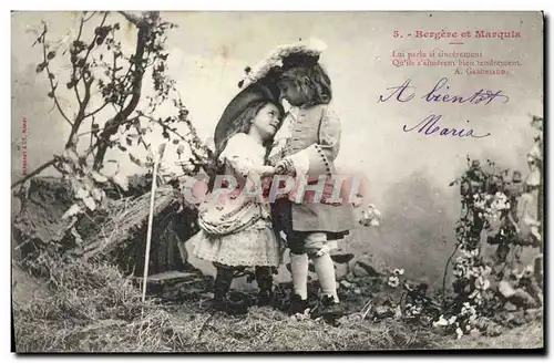 Cartes postales Fantaisie Enfants Bergere et marquis