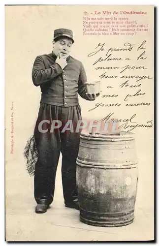 Ansichtskarte AK Fantaisie Le vin de l&#39ordinaire Militaria