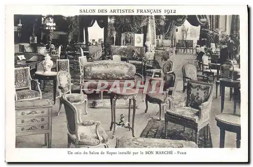 Cartes postales Salon des artistes francais 1912 un coin du salon de repos installe par le Bon Marche Paris