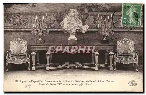Cartes postales Lyon Exposition Internationale 1914 Le Mobilier National Salon d&#39honneur Buste de Louis XIV