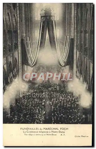 Ansichtskarte AK Funerailles du Marechal Foch La ceremonie religieuse a Notre Dame