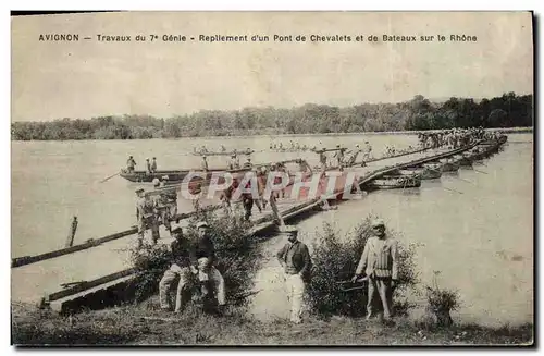 Ansichtskarte AK Militaria Avignon Travaux du 7eme Genie Repliement d&#39un pont de Chevalets et de bateaux sur l