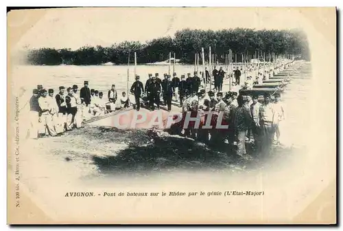 Ansichtskarte AK Militaria Avignon Pont de bateaux sur le Rhone par le Genie L&#39Etat Major