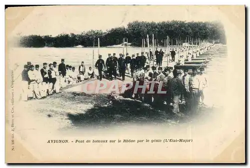 Cartes postales Militaria Avignon Pont de bateaux sur le Rhone par le Genie L&#39Etat Major