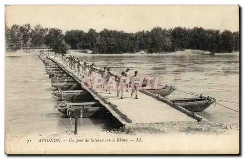 Ansichtskarte AK Militaria Avignon Un pont de bateaux sur le Rhone