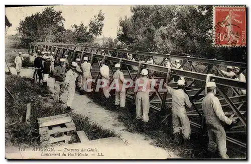 Ansichtskarte AK Militaria Avignon Travaux du Genie Lancement du pont Route