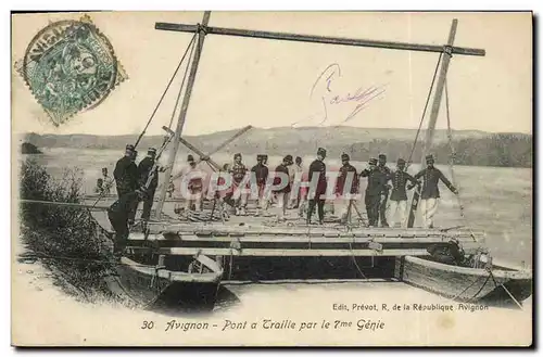 Cartes postales Militaria Avignon Pont a traille par le 7eme Genie