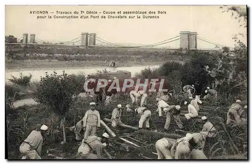 Ansichtskarte AK Militaria Avignon Travaux du 7eme Genie Coupe et assemblage des bois pour la construction d&#39u