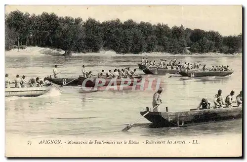 Ansichtskarte AK Militaria Avignon Manoeuvres de pontonniers sur le Rhone Relevement des ancres
