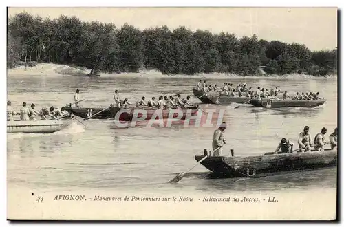 Ansichtskarte AK Militaria Avignon Manoeuvres de pontonniers sur le Rhone Relevement des ancres