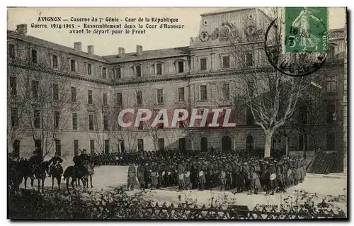 Cartes postales Militaria Avignon Caserne du 7eme Genie Cour de la Republique Rassemblement dans la Cour d&#39ho