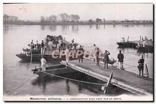 Cartes postales Militaria Construction d&#39un pont par le genie