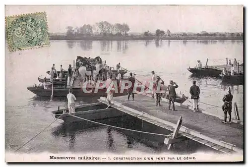 Cartes postales Militaria Construction d&#39un pont par le genie