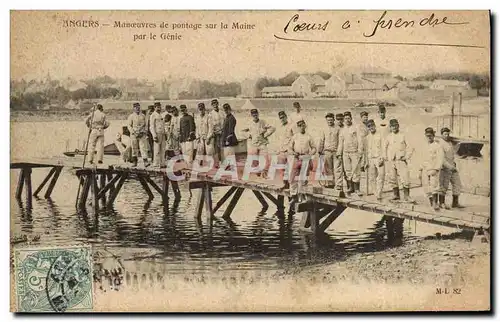 Cartes postales Militaria Angers Manoeuvres de pontage sur la Marne par le Genie