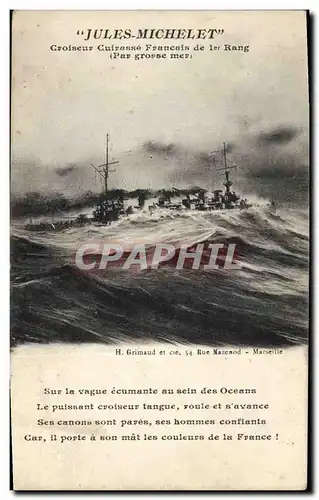 Cartes postales Bateau Jules Michelet Croiseur Cuirasse Francais de 1er Rang