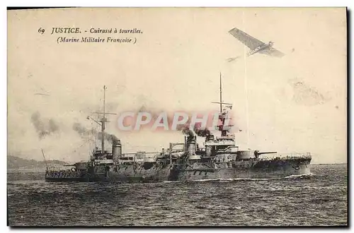 Cartes postales Bateau Justice Cuirasse a tourelles Avion Aviation