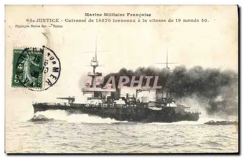 Cartes postales Bateau Justice Cuirasse