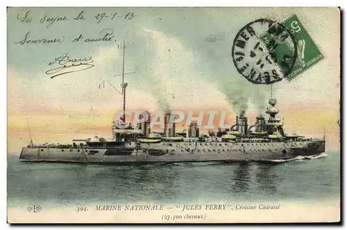 Cartes postales Bateau Jules Ferry Croiseur Cuirasse