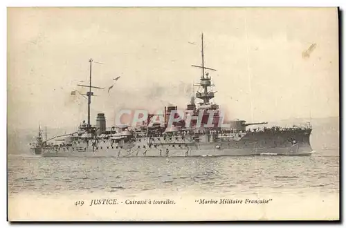 Cartes postales Bateau Justice Cuirasse a tourelles