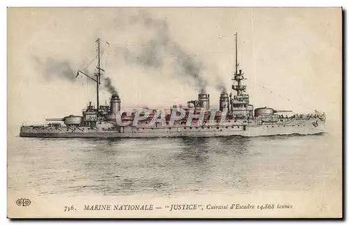 Cartes postales Bateau Justice Cuirasse d'escadre