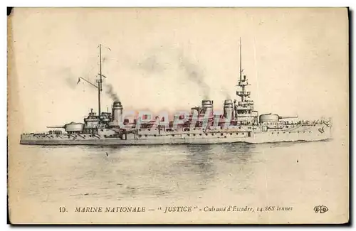 Cartes postales Bateau Justice Cuirasse d'escadre