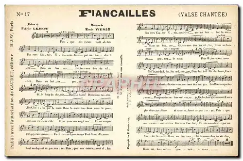 Cartes postales Fiancailles Valse chantee Lemon Wesly