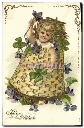 Cartes postales Fantaisie Fleurs Enfant Trefles