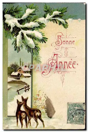 Cartes postales Fantaisie Bonne annee Biche