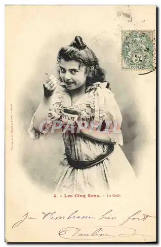 Cartes postales Fantaisie Enfant Les cinq sens Le gout Confiture