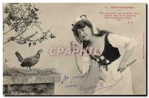 Cartes postales Fantaisie Femme Viens poupoule