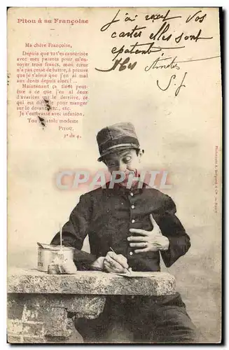 Cartes postales Fantaisie Pitou a sa Francoise Militaria