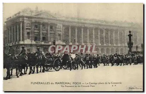 Cartes postales Funerailles du Marechal Foch le cortege place de la Concorde