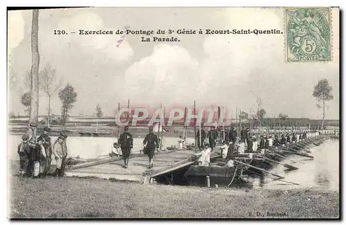 Cartes postales Militaria Exercices de pontage du 3eme Genie a Ecourt Saint Quentin La parade