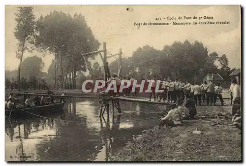 Ansichtskarte AK Militaria Ecole de pont du 3eme Genie Pont de circonstance Manoeuvre de deuxieme Chevalet