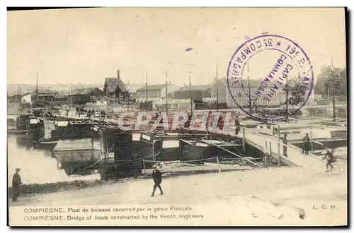 Ansichtskarte AK Militaria Compiegne Pont de bateaux construit par le genie francais