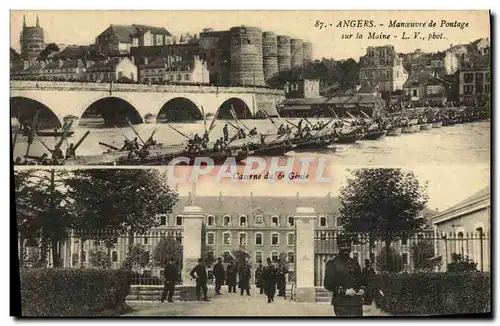 Cartes postales Militaria Angers Manoeuvre de pontage sur la Maine Caserne du 6eme Genie