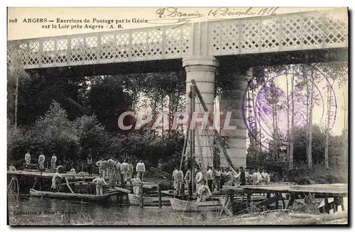 Cartes postales Militaria Angers Exercices de pontage par le Genie sur le Loir pres Angers