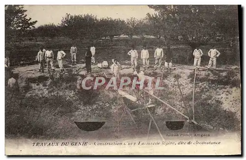 Cartes postales Militaria Travaux du Genie Construction d&#39une passerelle legere dite de circonstance